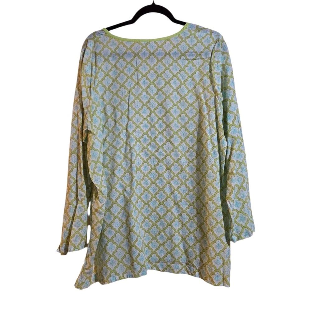 J. Jill Green and Light Blue Printed Long-Sleeve Blouse - Picture 5 of 12